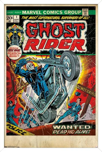Vista 14 de Trends International Marvel Comics Ghost Rider - Póster de pared con portada #1, 22.4 pulgadas de largo x 14.7 pulgadas, versión enmarcada de madera
