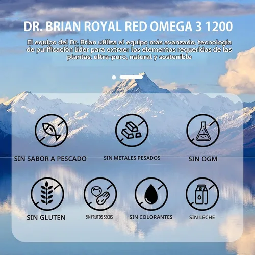 Vista 6 de Dr. Brian Royal Red Omega 3 1200, suplemento de aceite de pescado con EPA y DHA Omega3 aceite de pescado contiene vitamina D, E Omega-3 apoyo