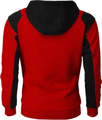 Vista 3 de XDTDRYRYU Sudadera deportiva de manga larga con capucha para hombre, con contraste, para otoño, cárdigan rompevientos #LY042