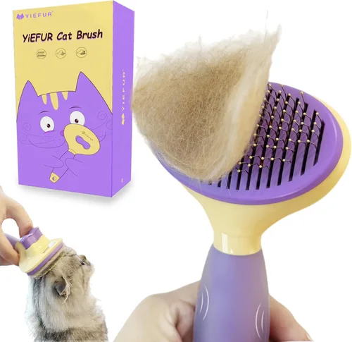Vista 8 de Cepillo de gato para desprendimiento, cepillo autolimpiante para gatos de Azul