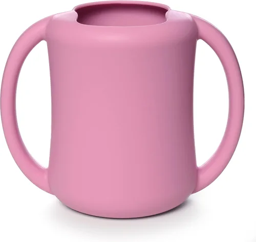 Vista 13 de PrimaStella Taza de entrenamiento de silicona para bebés y niños pequeños con asas (coral)
