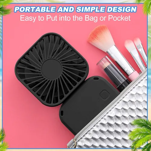 Vista 6 de Hortsun 3 piezas de ventilador portátil de collar a granel, mini ventilador de mano personal recargable por USB, pequeños regalos de refrigeración