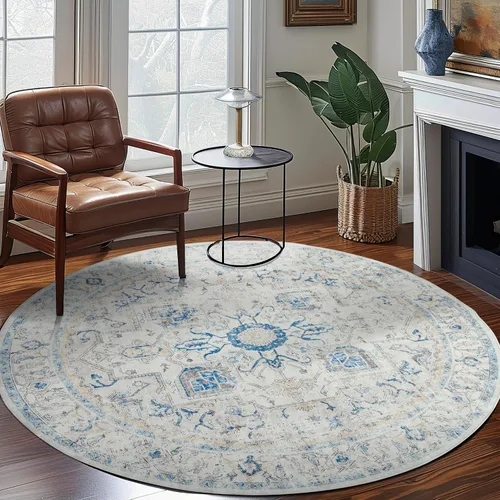 Vista 32 de jinchan Alfombra de Área 2x3 pies Alfombra Vintage de Entrada Lavable Bohemia Tapete Interior para Puerta Medallón Floral Tapete Pequeño para Puerta