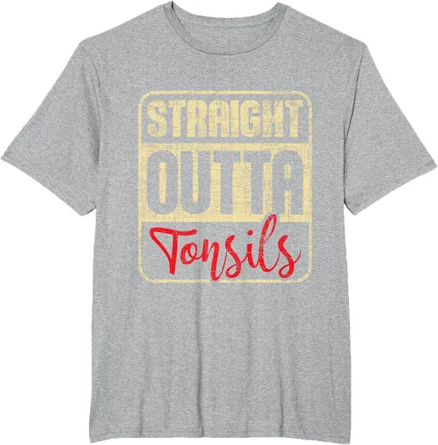 Vista 20 de Straight Outta Amígdalas - Camiseta de recuperación de cirugía de eliminación de amígdalas Asphalt Grey