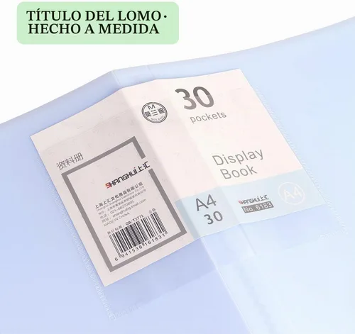 Vista 4 de Tamaki Carpeta con fundas de plástico para tamaño A4, 30 bolsillos, 1 paquete, azul