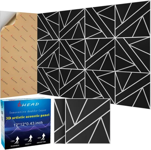 Vista 16 de Paneles Acústicos de Pared Grandes 47.2"x23.6"x1.57" Paquete de 4, Paneles de Prueba de Sonido DIY 3D con Ondas para Paredes, Paneles de Pared