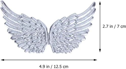 Vista 2 de Parches de alas de ángel para manualidades, accesorios para el cabello, 12 unidades (plateado)