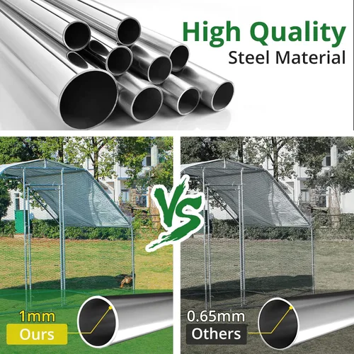 Vista 6 de Towallmark Jaula grande de metal para gallinero, gallinero galvanizado, jaula de gallina de alambre galvanizado, jaulas de conejos con cubierta