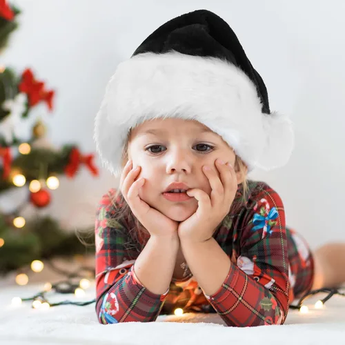 Vista 7 de Geyoga 4 Pack Kid Christmas Costume Set Christmas Santa Hat Tutu Skirt Striped Tights for Christmas Holiday Dress Party