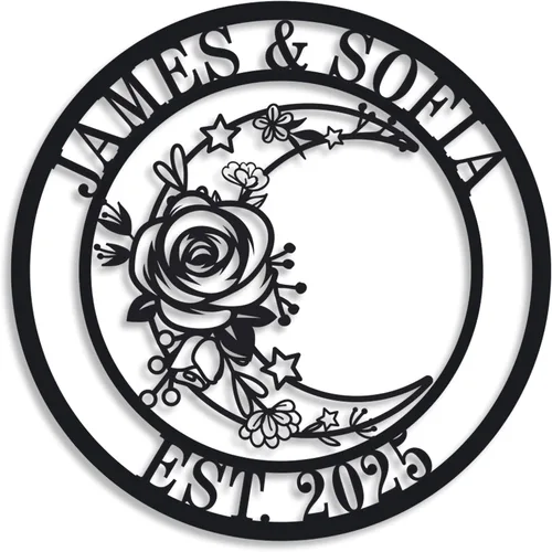 Vista 13 de Regalos de Boda para Parejas 2025, Letreros de Nombre Personalizados de Metal, Letreros de Nombre Personalizados, Letrero de Apellido Familiar