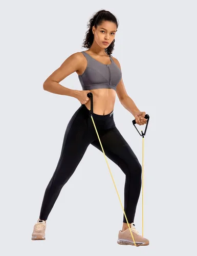Vista 3 de SYROKAN Sujetador deportivo con cremallera frontal de alto impacto para mujer, sin varillas, espalda cruzada, alto soporte, cremallera en la parte