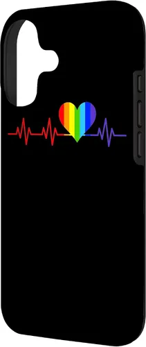 Vista 2 de Gay EKG Pulse Heartbeat Pride Flag y Queer LGBTQ Rainbow Case para iPhone 17