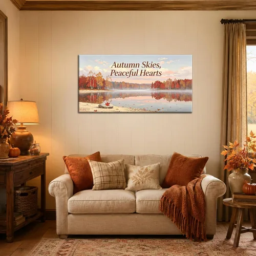 Vista 6 de TIMUBA Lienzo decorativo de pared de otoño de lago, citas de otoño Decoración de pared de otoño-01