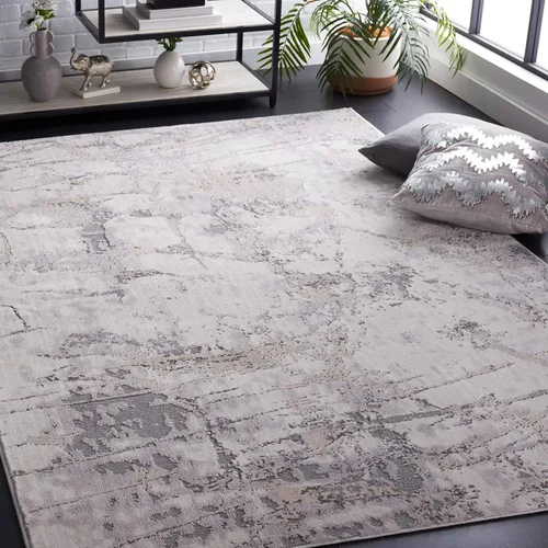 Vista 9 de SAFAVIEH Eternal Collection ETL218A - Alfombra de pasillo, 2 pies 2 pulgadas x 8 pies, marfil y gris, diseño abstracto moderno, no desprende pelusa