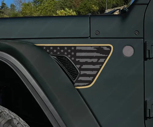 Vista 9 de Calcomanías de ventilación de guardabarros desgastadas compatibles con Jeep Wrangler Gladiator Rubicon JL JT 2018-2026 (2 colores negro mate/4 azul)