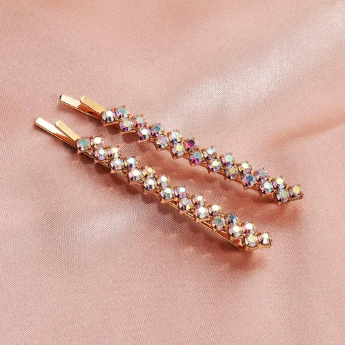 Vista 6 de Beaupretty Pinza para el cabello de moda, 2 pares de pines de diamantes de imitación para mujer, accesorios de joyería para el cabello, pinzas
