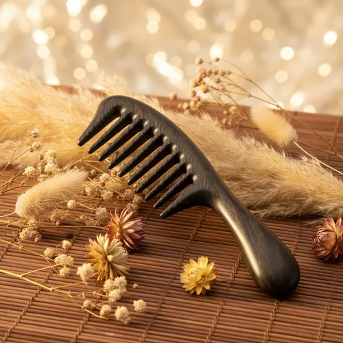 Vista 7 de Louise Maelys - Peine de dientes anchos de sándalo negro para cabello rizado Black Sandalwood Wide Tooth Comb For Detangling Curly, Thick Or Wavy
