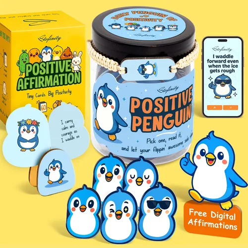 Vista 21 de Stofinity Tarro de 60 tarjetas de afirmación de pepinillos positivos – Regalo de aliento, positividad y apoyo emocional para niñas adolescentes