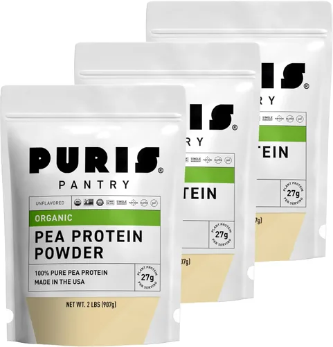 Vista 10 de PURIS Proteína orgánica de guisante en polvo – Proteína vegana orgánica USDA 0.95 oz de proteína vegetal por porción Sin gluten sin OMG