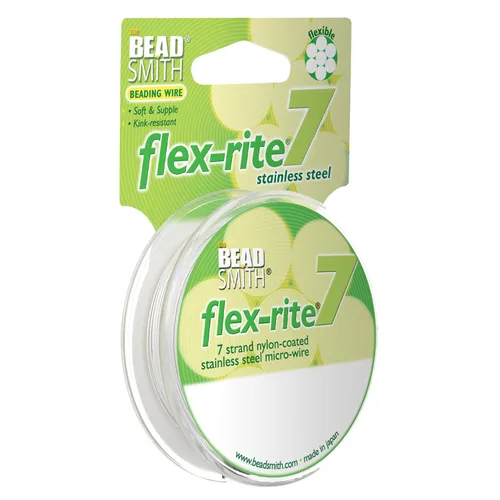 Vista 33 de The Beadsmith Flex-Rite - Alambre de acero inoxidable recubierto de nailon Transparente: 30 pies