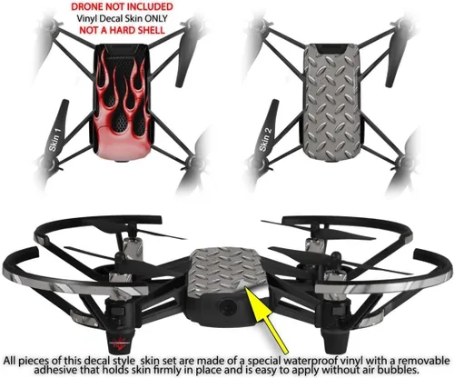 Vista 2 de Skin Wrap 2 Pack para DJI Ryze Tello Drone Metal Llamas Rojo Drone No Incluidas