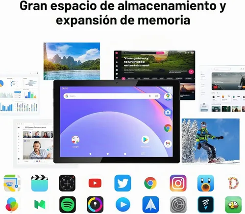 Vista 3 de Tablet Android 15, tabletas de 10 pulgadas, tabletas 2 en 1 con funda de teclado