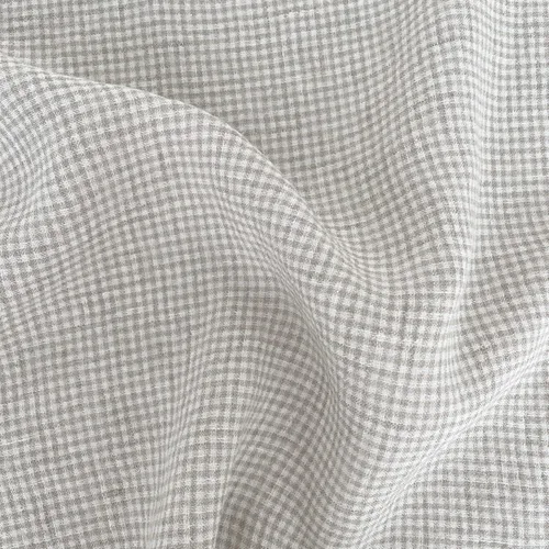 Vista 5 de Tela de lino Seersucker Gingham Check 7328 7329 Beige