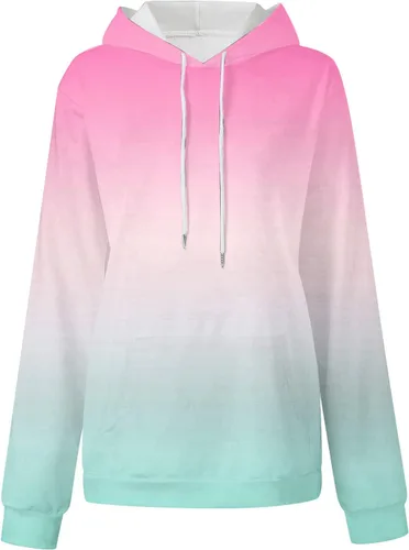 Vista 4 de Bidobibo Women'S Tie Dye Neon Sweatshirts Hoodies Gradient Ombre Fall Cozy Sweatshirt Preppy Trendy Fashion Trending Clothes