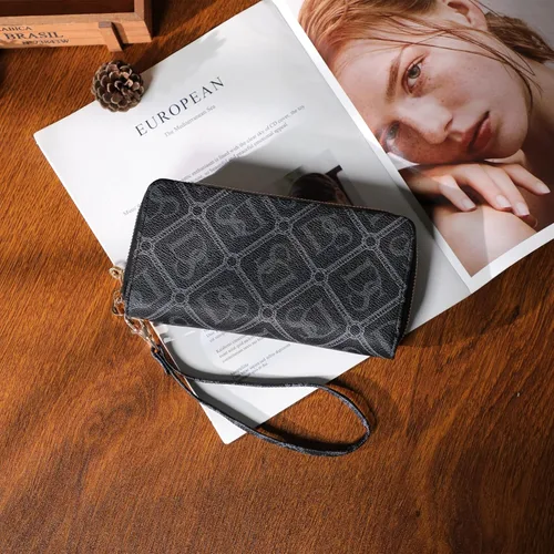 Vista 2 de Dasein Cartera con bloqueo RFID para mujer, bolsa de mano de gran capacidad, funda para teléfono con correa para la muñeca, Ds-negro, Cartera