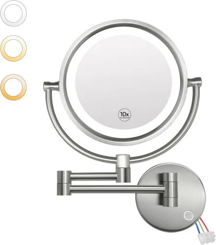 Vista 9 de GURUN - Espejo de maquillaje LED con cable para montaje en pared