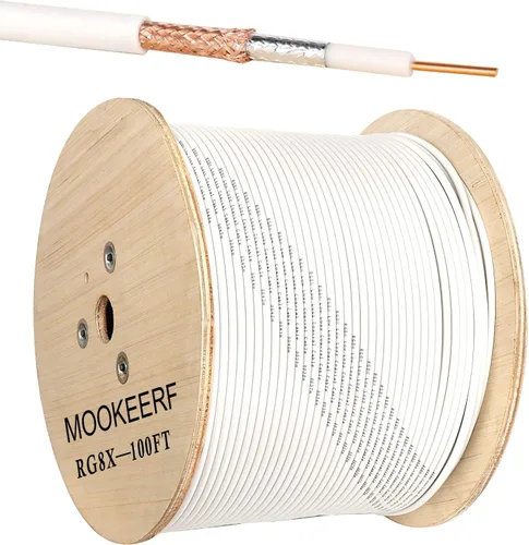 Vista 14 de MOOKEERF RG8X Cable coaxial de 30 pies, baja pérdida 50 ohmios RG 8X Cable 30 pies, Negro