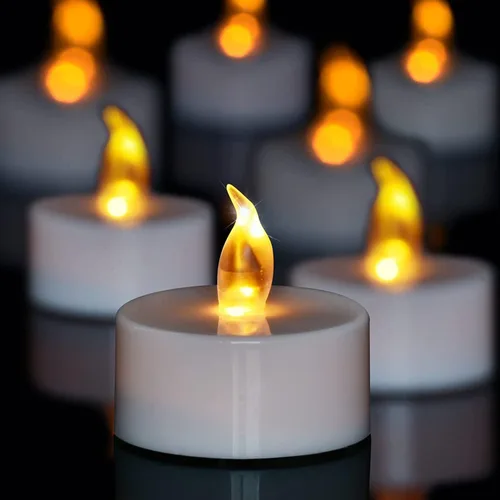 Vista 2 de Velas de té LED, velas de té sin llama, velas sin llama, luces de boda para decoración del hogar, Navidad, fiesta de cumpleaños