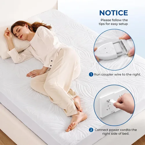 Vista 5 de Protector de colchón térmico de tamaño individual acolchado, calentador de cama eléctrico, funda de colchón térmico de lujo y comodidad