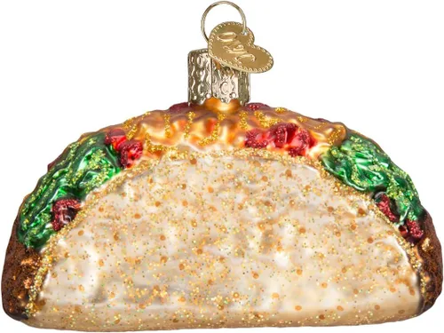 Vista 3 de Old World Christmas - Adornos colgantes de taco de vidrio soplado para árbol de Navidad (32084)
