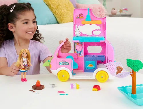 Vista 2 de Barbie Camper, Chelsea 2 en 1 Playset