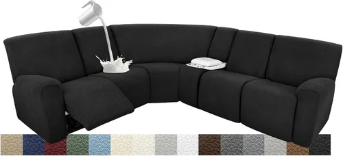 Vista 80 de Fundas para sofá modular reclinable, impermeable, en forma de L, lavable, para sofá reclinable en forma de L, súper elásticas, suaves, para esquinas