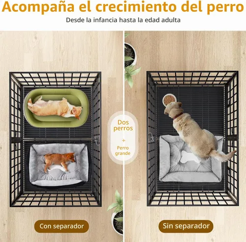 Vista 3 de EZ4ENCE Jaula de Metal para Perros de 42/48/54 Pulgadas para Perros Grandes, Jaula Resistente para Perros de Interior con Panel Divisor, Ruedas
