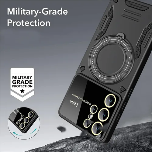 Vista 2 de Funda para Samsung Galaxy S22 Ultra con protector de lente de cámara, [compatible con MagSafe] con función atril protección de grado militar a