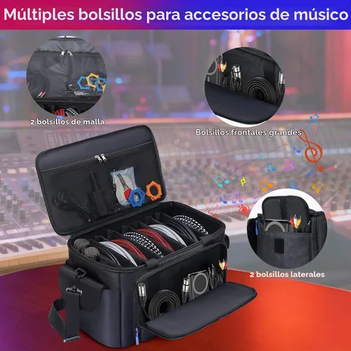 Vista 3 de Bolsa grande para archivos de cable de DJ con múltiples compartimentos y bolsillo para equipos de música