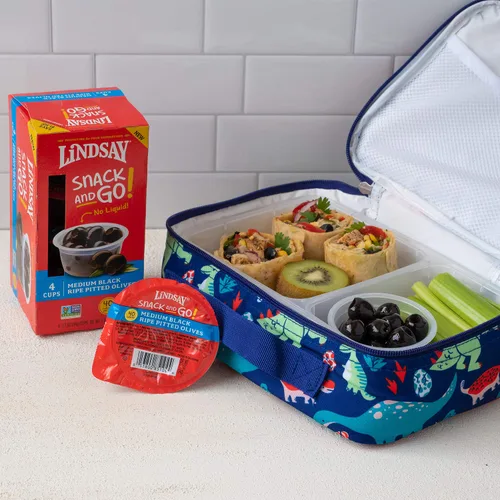 Vista 4 de LINDSAY Snack and Go - Aceitunas negras maduras medianas sin hueso, caja de 4 (16 tazas de aperitivo)