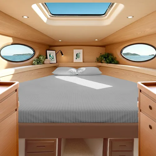 Vista 11 de Universal V Berth - Juego de sábanas de 4 piezas para barco, 100% algodón egipcio, la mejor ropa de cama de barco V, se adapta a colchones de hasta