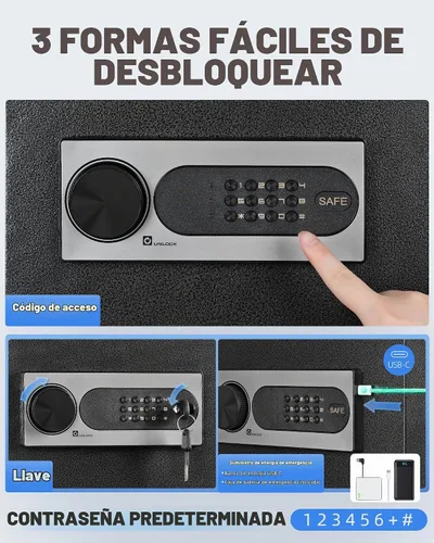 Vista 4 de DAYI - D-25 - Caja fuerte con bolsa ignífuga e impermeable para hogar o gabinete para dinero en efectivo y objetos de valor, con teclado electrónico