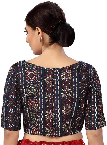 Vista 3 de Blusa estampada de manga larga con mangas de rayón Bollywood para mujer