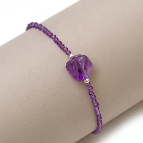 Vista 4 de Pulsera de plata de ley 925 con cuentas completas y ajustables para mujer, pulsera delicada de cuentas de piedras preciosas naturales, regalo