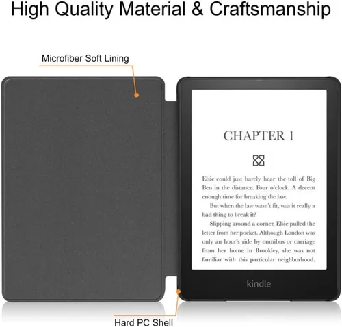 Vista 5 de Generic Funda para Kindle Paperwhite de 6" (7ª/6ª/5ª generación 2015/2013/2012 Modelo: DP75SDI o EY21) Funda protectora delgada de cuero inteligente