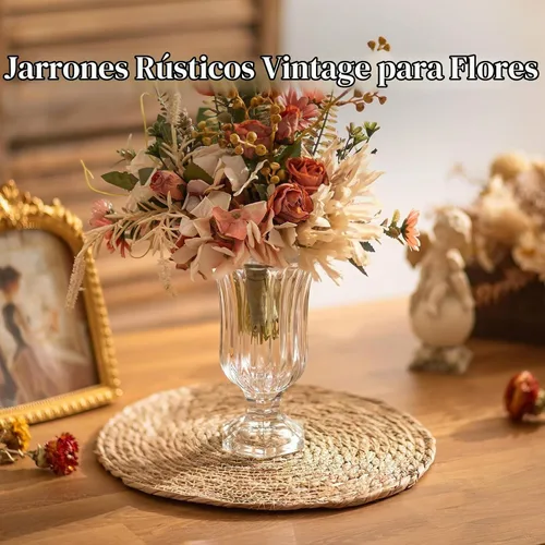 Vista 5 de Glasseam Jarrón de cristal con pedestal para flores, juego de 3 jarrones de compota de 7.5 pulgadas de alto, jarrones transparentes para centros