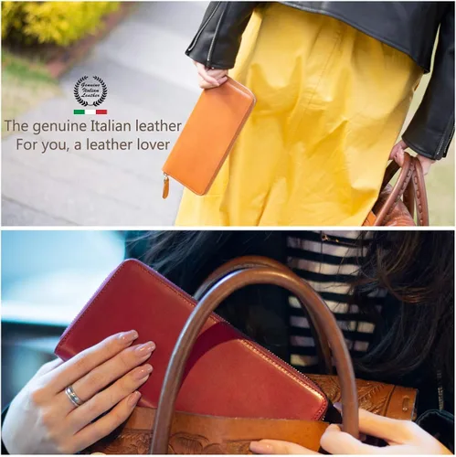 Vista 2 de Dom Teporna Italia - Cartera de piel italiana de grano completo para mujer