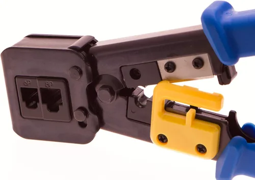 Vista 2 de Herramienta de crimpado Cat5e Cat6 Herramienta de crimpado para RJ-45 RJ12 RJ11 Paso final a través de cuchillas de desmontaje del conector