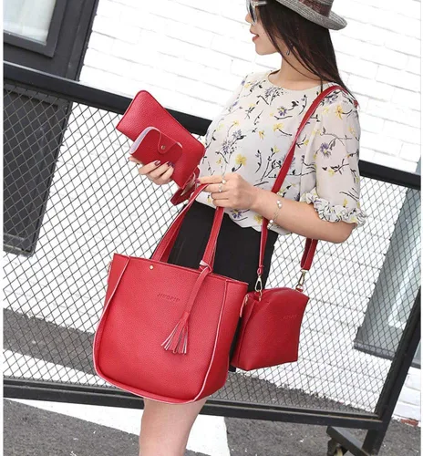 Vista 7 de Bolso de mano negro para mujer tamaño pequeño a la moda 2022 4 piezas bolso de hombro hobo para mujer bolso de mano de cuero para mujer bolso