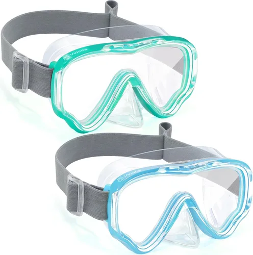 Vista 16 de Vvinca Kids-Goggles with Nose Cover, Diving Mask Elastic Fabric Strap Anti Fog Anti Shattered Lens for Kids Swim Goggles 3-14